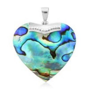 Handmade Wild Heart Abalone Shell Inlay .925 Sterling Silver Love Pendant (Thai